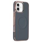 For iPhone 16 Electroplating Soft Side Sticker Leather MagSafe Phone Case(Dark Green) - 1