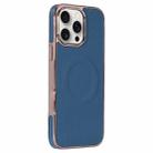 For iPhone 15 Pro Max Electroplating Soft Side Sticker Leather MagSafe Phone Case(Dark Blue) - 1