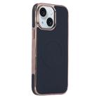 For iPhone 15 Plus Electroplating Soft Side Sticker Leather MagSafe Phone Case(Black) - 1
