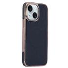 For iPhone 15 Electroplating Soft Side Sticker Leather MagSafe Phone Case(Black) - 1