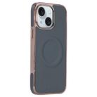 For iPhone 15 Electroplating Soft Side Sticker Leather MagSafe Phone Case(Dark Green) - 1