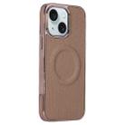 For iPhone 15 Electroplating Soft Side Sticker Leather MagSafe Phone Case(Gold) - 1