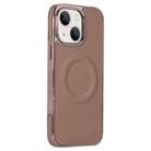 For iPhone 14 Electroplating Soft Side Sticker Leather MagSafe Phone Case(Gold) - 1