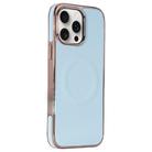 For iPhone 14 Pro Max Electroplating Soft Side Sticker Leather MagSafe Phone Case(Sky Blue) - 1