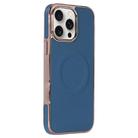 For iPhone 13 Pro Electroplating Soft Side Sticker Leather MagSafe Phone Case(Dark Blue) - 1