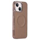 For iPhone 13 Electroplating Soft Side Sticker Leather MagSafe Phone Case(Gold) - 1