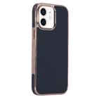 For iPhone 12 Electroplating Soft Side Sticker Leather MagSafe Phone Case(Black) - 1