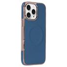 For iPhone 11 Pro Max Electroplating Soft Side Sticker Leather MagSafe Phone Case(Dark Blue) - 1