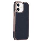 For iPhone 11 Electroplating Soft Side Sticker Leather MagSafe Phone Case(Black) - 1