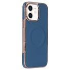 For iPhone 11 Electroplating Soft Side Sticker Leather MagSafe Phone Case(Dark Blue) - 1