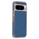 For Google Pixel 9 / 9 Pro Electroplating Soft Side Sticker Leather MagSafe Phone Case(Dark Blue) - 1