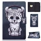 For Samsung Galaxy Tab A7 10.4 2020 T500 Colored Drawing Electric Pressed Horizontal Flip Leather Case, with Holder & Card Slots(Leopard) - 1