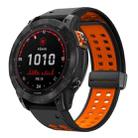 For Garmin QuickFit 26mm Kalebol Two-color Magnetic Silicone Watch Band(Black Orange) - 1