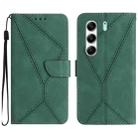 For Tecno Camon 40 4G Stitching Embossed Leather Phone Case(Green) - 1