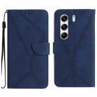 For Tecno Camon 40 4G Stitching Embossed Leather Phone Case(Blue) - 1
