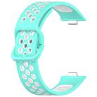 For Huawei Watch Fit3 Kalebol Two-tone Silicone Strap(Teal White) - 3