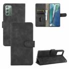 For Samsung Galaxy Note20 Solid Color Skin Feel Magnetic Buckle Horizontal Flip Calf Texture PU Leather Case with Holder & Card Slots & Wallet(Black) - 1