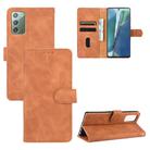 For Samsung Galaxy Note20 Solid Color Skin Feel Magnetic Buckle Horizontal Flip Calf Texture PU Leather Case with Holder & Card Slots & Wallet(Brown) - 1