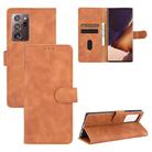 For Samsung Galaxy Note20 Ultra Solid Color Skin Feel Magnetic Buckle Horizontal Flip Calf Texture PU Leather Case with Holder & Card Slots & Wallet(Brown) - 1
