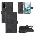 For Samsung Galaxy S20 5G Solid Color Skin Feel Magnetic Buckle Horizontal Flip Calf Texture PU Leather Case with Holder & Card Slots & Wallet(Black) - 1