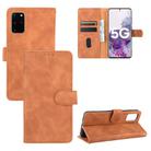 For Samsung Galaxy S20 Plus Solid Color Skin Feel Magnetic Buckle Horizontal Flip Calf Texture PU Leather Case with Holder & Card Slots & Wallet(Brown) - 1