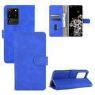 For Samsung Galaxy S20 Ultra Solid Color Skin Feel Magnetic Buckle Horizontal Flip Calf Texture PU Leather Case with Holder & Card Slots & Wallet(Blue) - 1