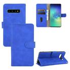 For Samsung Galaxy S10 Solid Color Skin Feel Magnetic Buckle Horizontal Flip Calf Texture PU Leather Case with Holder & Card Slots & Wallet(Blue) - 1