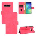 For Samsung Galaxy S10 Solid Color Skin Feel Magnetic Buckle Horizontal Flip Calf Texture PU Leather Case with Holder & Card Slots & Wallet(Rose Red) - 1
