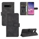 For Samsung Galaxy S10 Plus Solid Color Skin Feel Magnetic Buckle Horizontal Flip Calf Texture PU Leather Case with Holder & Card Slots & Wallet(Black) - 1