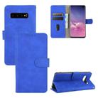For Samsung Galaxy S10 Plus Solid Color Skin Feel Magnetic Buckle Horizontal Flip Calf Texture PU Leather Case with Holder & Card Slots & Wallet(Blue) - 1