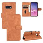 For Samsung Galaxy S10e Solid Color Skin Feel Magnetic Buckle Horizontal Flip Calf Texture PU Leather Case with Holder & Card Slots & Wallet(Brown) - 1