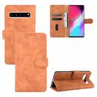 For Samsung Galaxy S10 5G Solid Color Skin Feel Magnetic Buckle Horizontal Flip Calf Texture PU Leather Case with Holder & Card Slots & Wallet(Brown) - 1