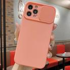 For iPhone 16 Pro Max Slid Camera Shield Liquid Silicone TPU Phone Case(Pink Orange) - 1