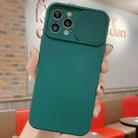 For iPhone 16 Pro Slid Camera Shield Liquid Silicone TPU Phone Case(Dark Green) - 1