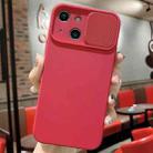 For iPhone 15 Plus Slid Camera Shield Liquid Silicone TPU Phone Case(Red) - 1