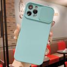 For iPhone 12 Pro Max Slid Camera Shield Liquid Silicone TPU Phone Case(Ice Blue) - 1