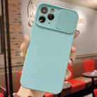 For iPhone 11 Pro Max Slid Camera Shield Liquid Silicone TPU Phone Case(Ice Blue) - 1