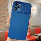 For iPhone 12 Pro Slid Camera Shield Liquid Silicone TPU Phone Case(Navy Blue) - 1