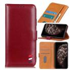 For iPhone 11 Pro Max 3-Color Pearl Texture Magnetic Buckle Horizontal Flip PU Leather Case with Card Slots & Wallet & Holder(Wine Red) - 1