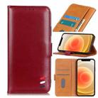 For iPhone 12 mini 3-Color Pearl Texture Magnetic Buckle Horizontal Flip PU Leather Case with Card Slots & Wallet & Holder(Wine Red) - 1