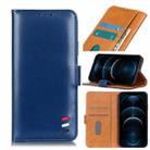 For iPhone 12 Pro Max 3-Color Pearl Texture Magnetic Buckle Horizontal Flip PU Leather Case with Card Slots & Wallet & Holder(Blue) - 1