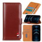 For iPhone 12 Pro Max 3-Color Pearl Texture Magnetic Buckle Horizontal Flip PU Leather Case with Card Slots & Wallet & Holder(Brown) - 1