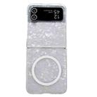 For Samsung Galaxy Z Flip3 5G Pearlescent Shell Texture MagSafe Phone Case(White) - 1
