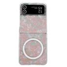 For Samsung Galaxy Z Flip3 5G Pearlescent Shell Texture MagSafe Phone Case(Pink Green) - 1