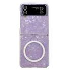 For Samsung Galaxy Z Flip4 Pearlescent Shell Texture MagSafe Phone Case(Purple) - 1