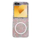 For Samsung Galaxy Z Flip6 Pearlescent Shell Texture MagSafe Phone Case(Pink Green) - 1