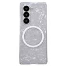 For Samsung Galaxy Z Fold3 5G Pearlescent Shell Texture MagSafe Phone Case(White) - 1