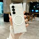 For Samsung Galaxy Z Fold3 5G Pearlescent Shell Texture MagSafe Phone Case(Beige) - 2