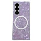 For Samsung Galaxy Z Fold3 5G Pearlescent Shell Texture MagSafe Phone Case(Purple) - 1