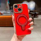 For iPhone 15 Plus Charm Eye Electroplating Metal Holder Phone Case(Red) - 1